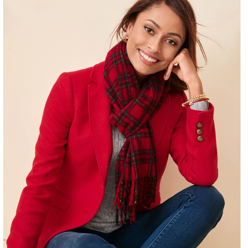 NWOT Talbots Shetland Wool Blazer in Red Pop size 18 Petite